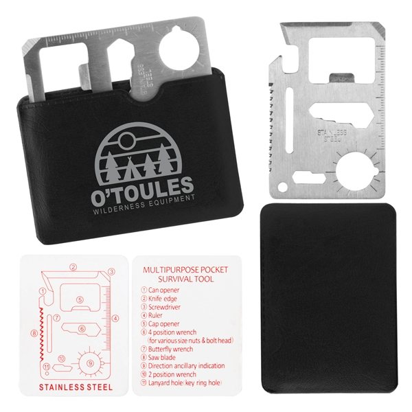 Credit Card Multi Tool - Stainless Steel &amp; 11-Function