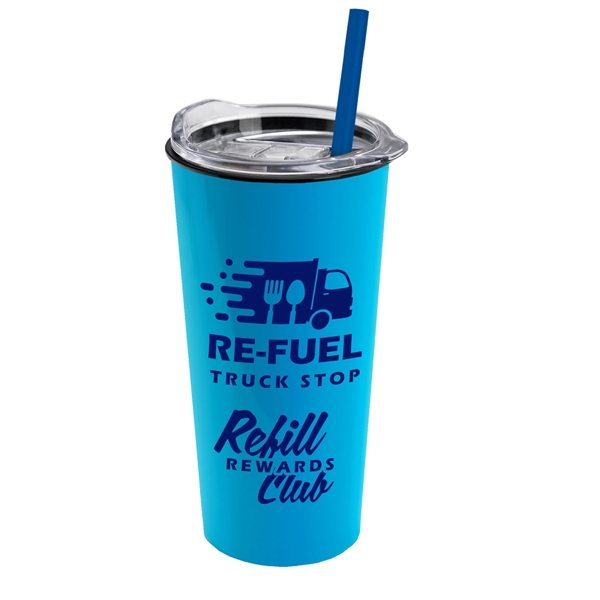 The Roadmaster - 18 oz Travel Tumbler with Clear Slide Lid and Straw