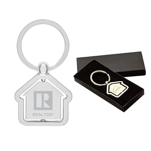 House Shaped Center Spinning Keyring - Polished