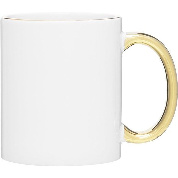11 oz c-handle - metallic - White/Gold - Stoneware &amp; Glossy