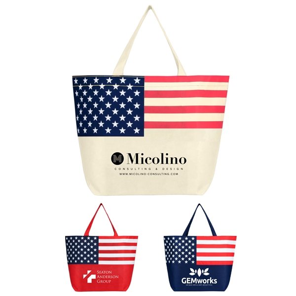 American Flag Non-Woven Tote Bag - Reusable &amp; Recyclable