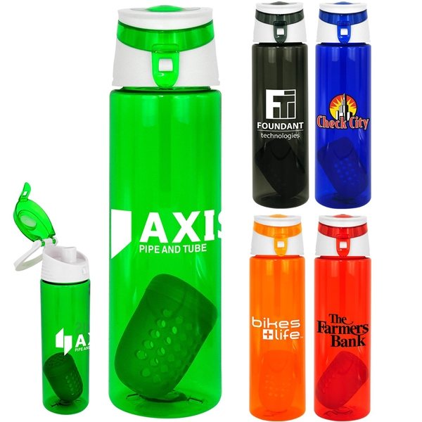 Trendy 24 Oz Colorful Floating Infuser Bottle - Easy-Carry Handle