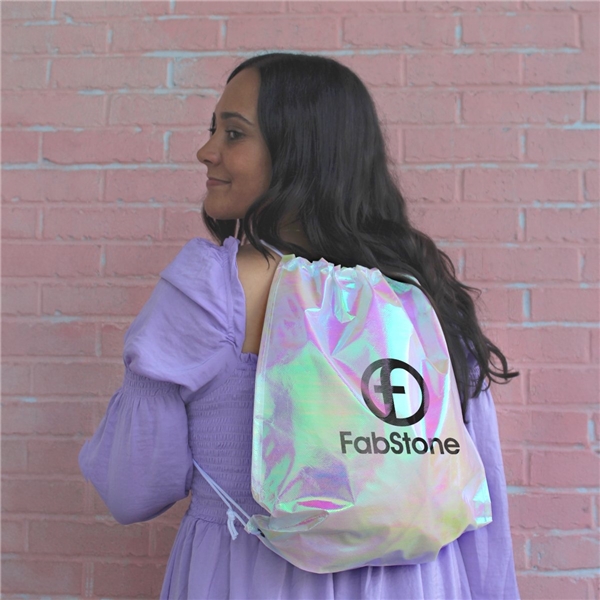 Iridescent Pearl Drawstring Bag - Water-Resistant