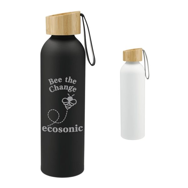 Ryze Aluminum Sports Water Bottle 22 oz with FSC® Bamboo Lid - Matte Metallic
