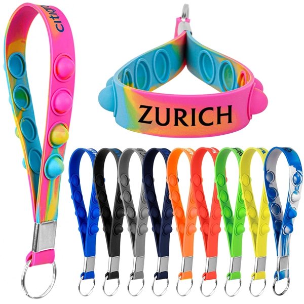 Popper Stress Reliever Key Chain - Silicone &amp; 8 Bubbles