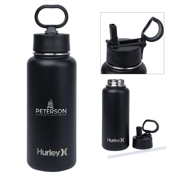 Hurley® Oasis 32 oz Vacuum Insulated Water Bottle - 30-Hour Insulation &amp; Anti-slip