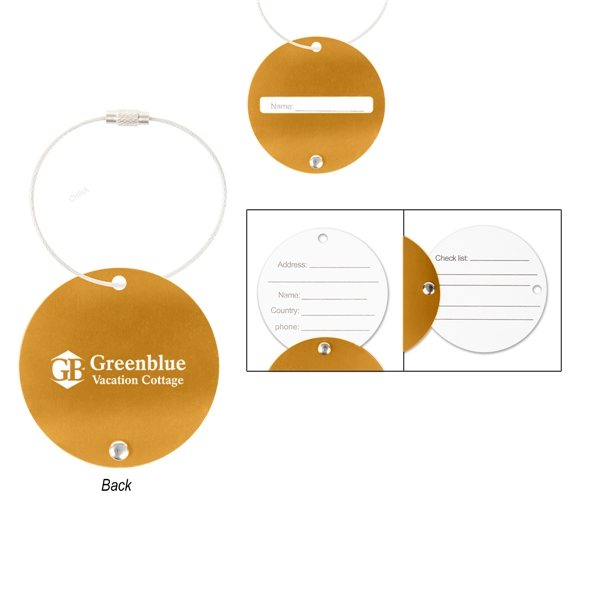 Jet Setter Aluminum Luggage Tag - Secure Cable