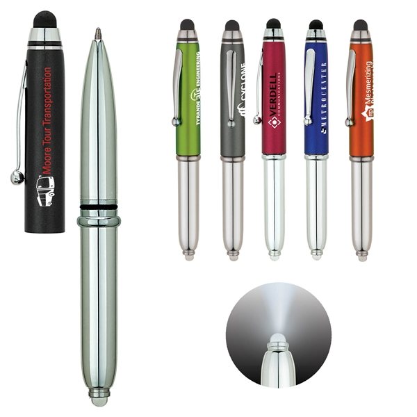 Volt Ballpoint Pen / Stylus / LED Light - Chrome &amp; Touch Screen