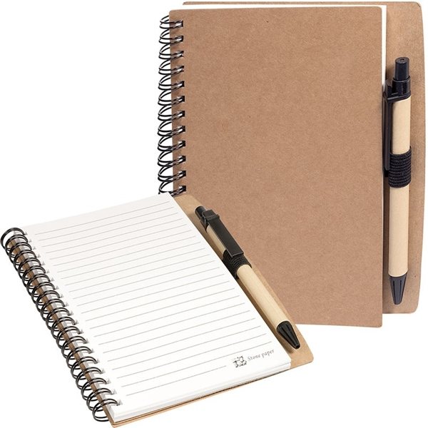 Stone Paper Spiral Notebook With Pen Combo - Water Resistant &amp; Tree Free