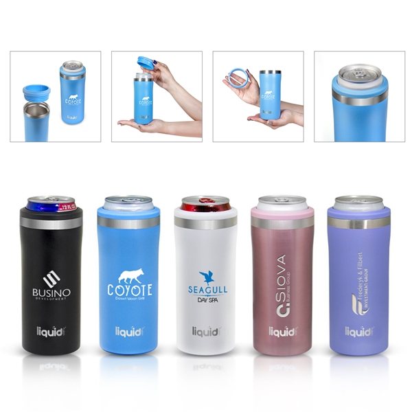 Liquid Fusion® 12 oz Double Wall, Stainless Steel Skinny Can Cooler