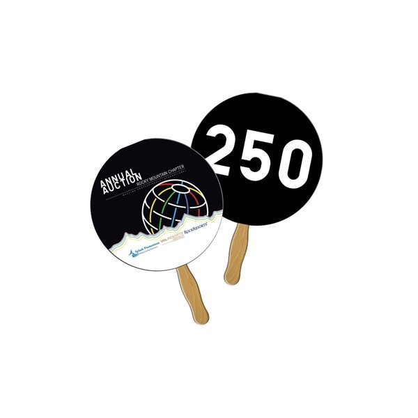 Round Auction Sandwiched Hand Fan Full Color - Paper Products - Numbered