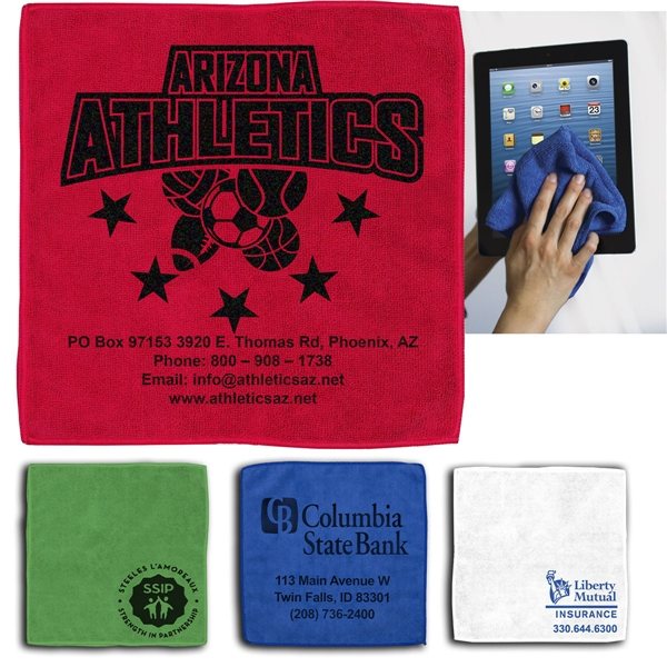 12" X 12" - "LILY" - 300GSM Heavy Duty Microfiber Electronics, Rally or Sports Towel - Reusable
