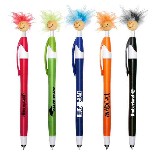 Wild Smilez Pen/Stylus - Plunger Head &amp; Feather Hair