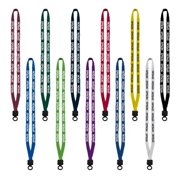 1/2" Cotton Lanyard with Plastic Clamshell &amp; O-Ring - Badge Compatible