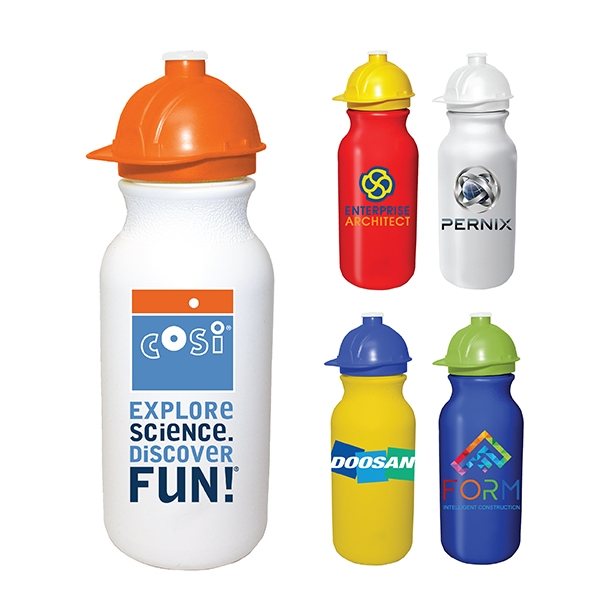 20 oz Value Cycle Bottle with Safety Helmet Push 'n Pull Cap - Dishwasher Safe &amp; Wide Mouth