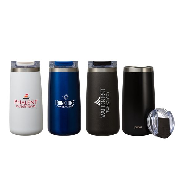Perka® Erie 16 oz Double Wall Stainless Steel Tumbler - 6hr Insulation