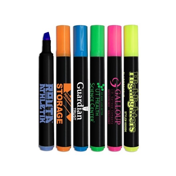 Brite Spots® Fluorescent Highlighters with Black Barrel - USA Made