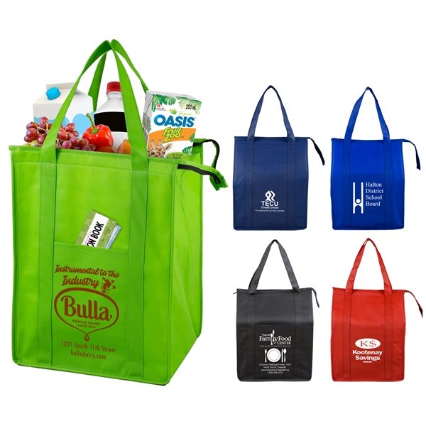12"W x 16"H x 10"Gusset - "SUPER COOLER" Large Insulated Cooler Zipper Tote Bag - Thermo Insulated