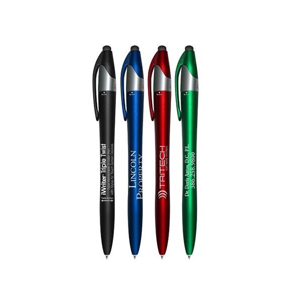 iWriter® Triple Twist - 3 Color Ink Pen &amp; Stylus - Touch Screen Compatible
