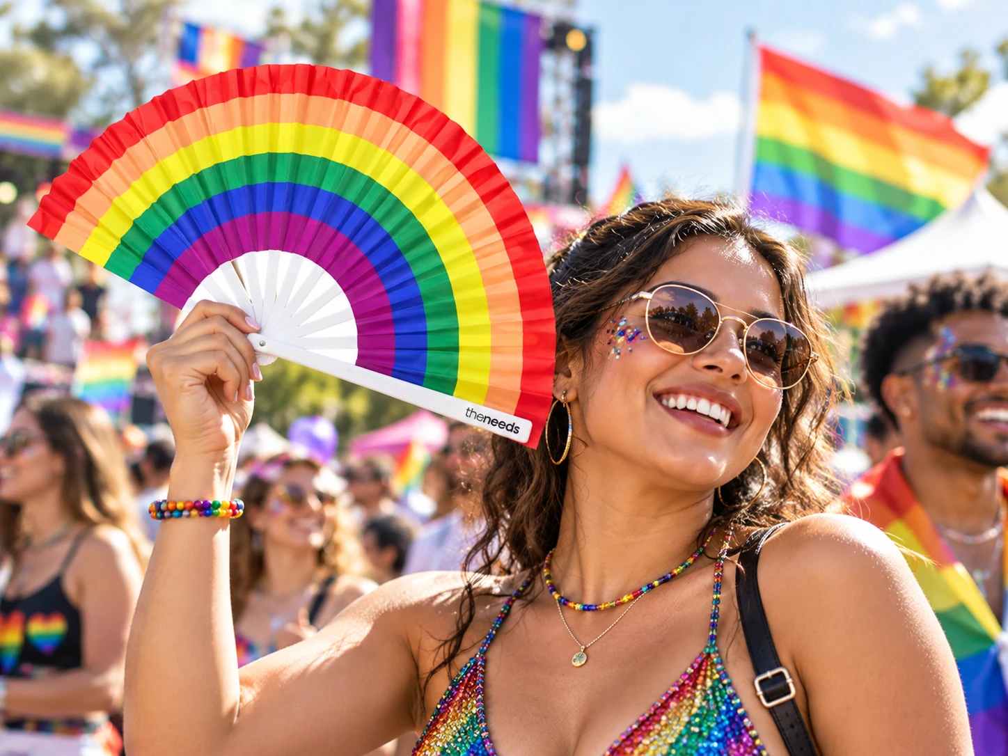 Rainbow Accordion Fan - Collapsible & Portable