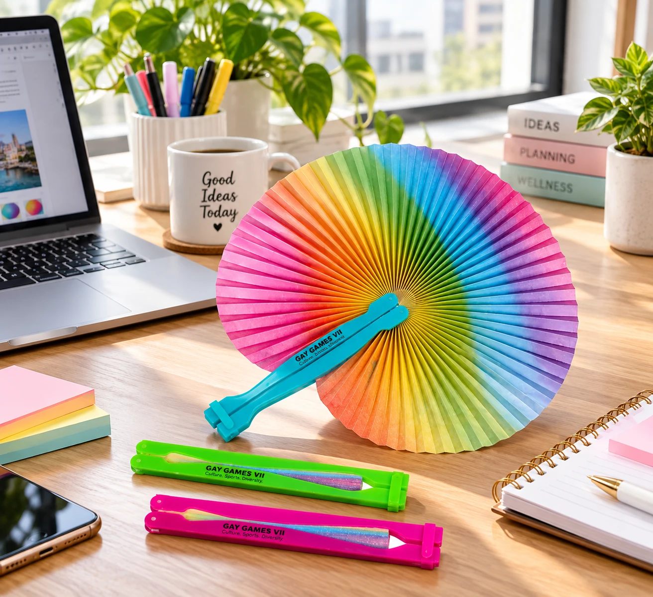 Rainbow Folding Fan - Collapsible & Compact