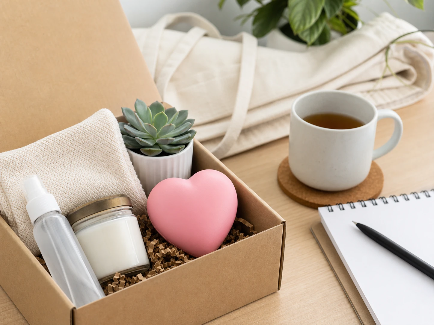 Heart shaped stress reliever in a wellness gift box